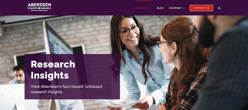 The Aberdeen website homepage.