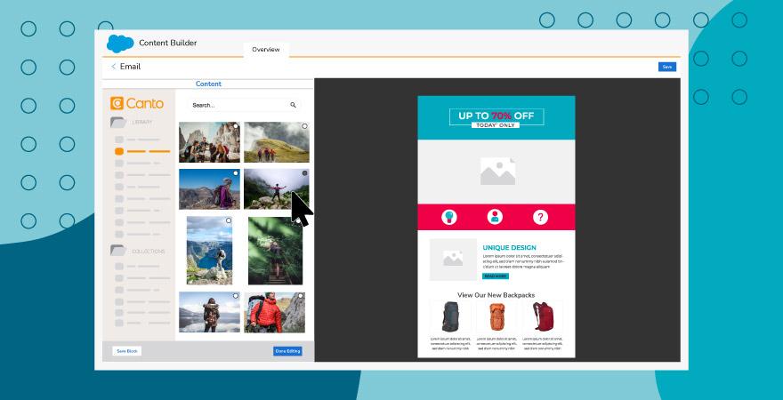 Die Canto Integration für Salesforce vor blauem Hintergrund.