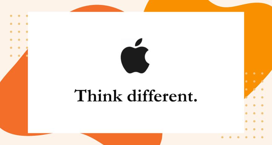 Apple logo and think different slogan.