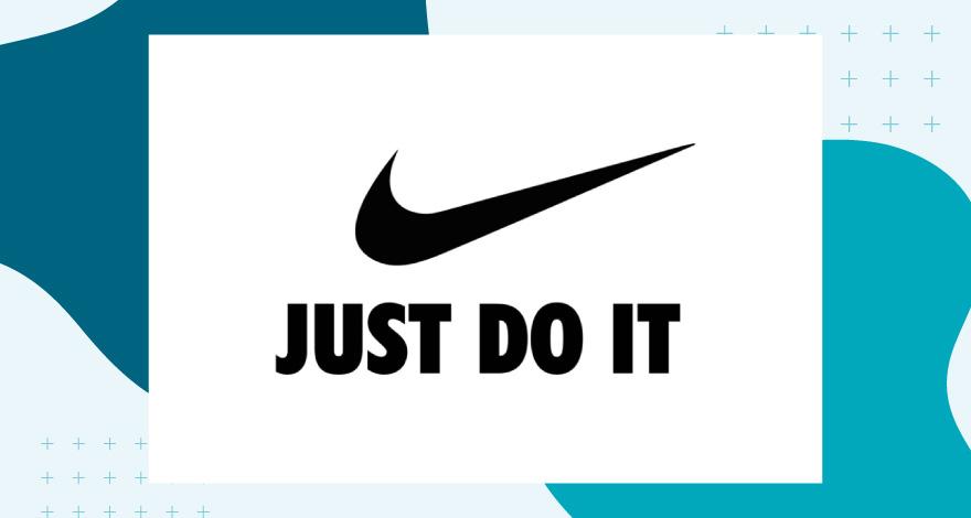 Nike logo and slogan.