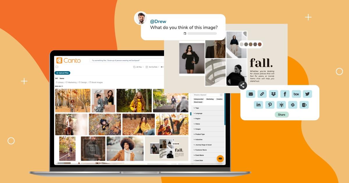 Fall campaign images in the Canto library of a brand using Canto as a digital content hub.