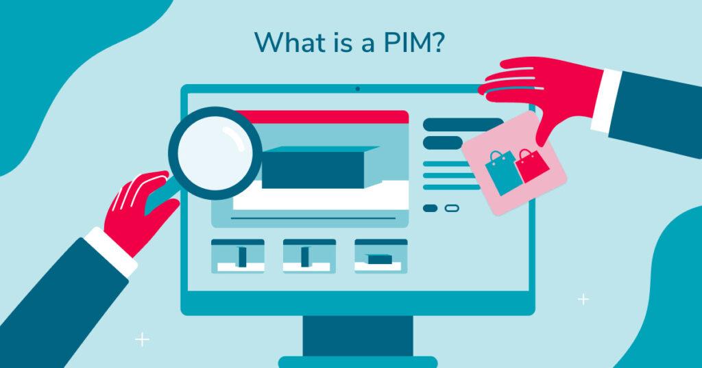 Ein Computerbildschirm und zwei Hände, die die Informationssuche in PIM und DAM Systemen symbolisieren.