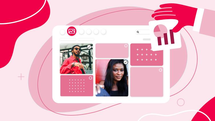 Digitale Bilder in der Benutzeroberfläche einer Bilddatenbank-Software.