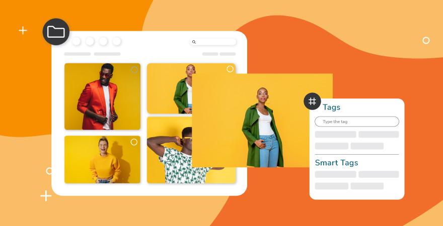 orange background with images of dam organization and image search