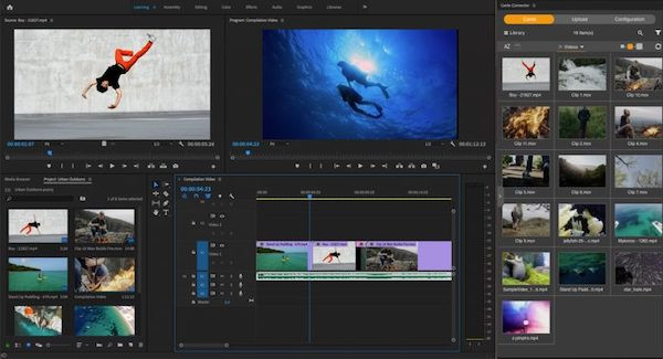 Screenshot der Integration von Canto mit Premiere Pro.