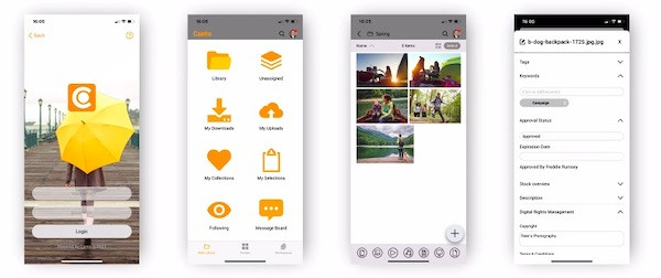 Screenshots der Mobil-App von Canto für iOS.