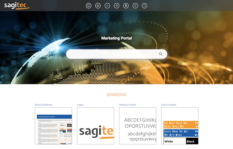 Screenshot eines Portals im Markendesign, es zeigt einen digitalisierten Globus und mehrere Styleguide-Elemente.