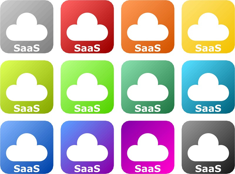 Ein Screenshot von zwölf SaaS-Cloud-Logos in verschiedenen Farben.