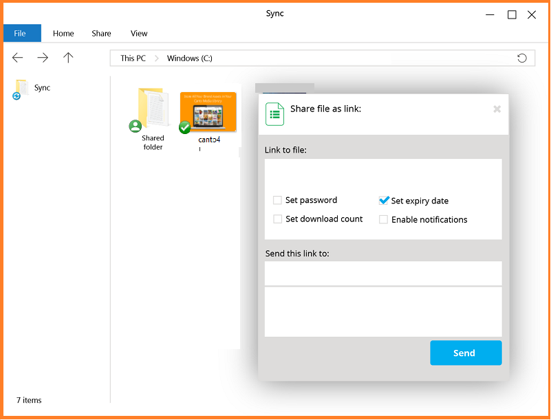 Ein Screenshot der Benutzeroberfläche von Sync.