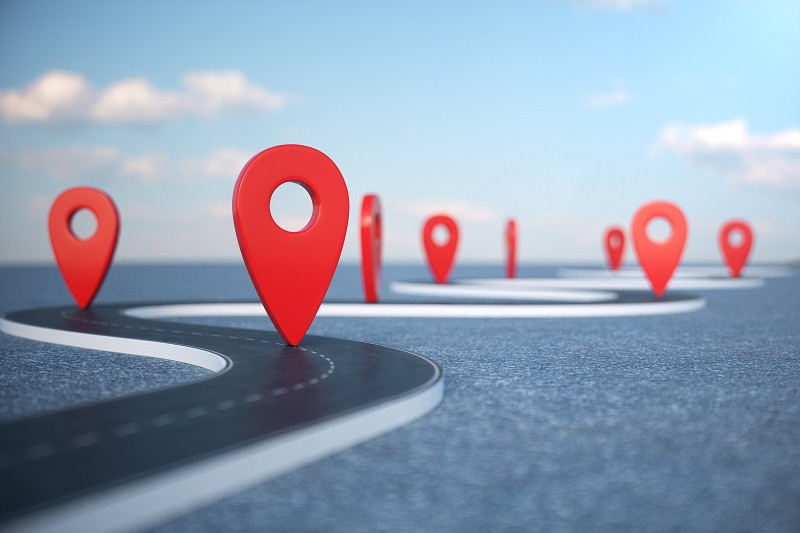 Abbildung der GPS-Koordinaten, die den Verlauf einer Straße kartieren.
