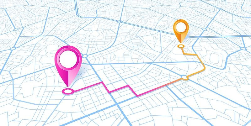 Abbildung eines mit GPS erfassten Standorts auf einer Karte.