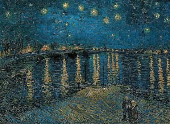 Ein digitalisiertes Van Gogh-Gemälde ‘Sternennacht über der Rhone’.