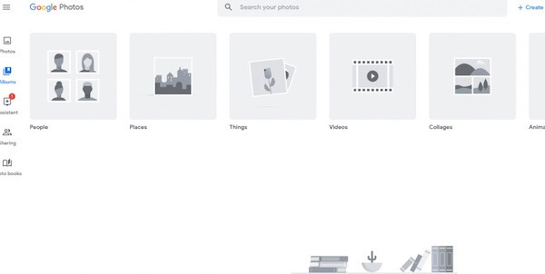 Die Benutzeroberfläche von Google Fotos.