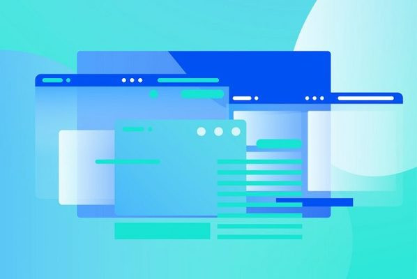 Darstellung eines Webbrowsers in Animationsstil.