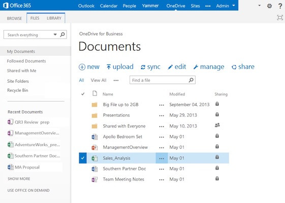 Ein Screenshot der Benutzeroberfläche von Microsoft OneDrive.