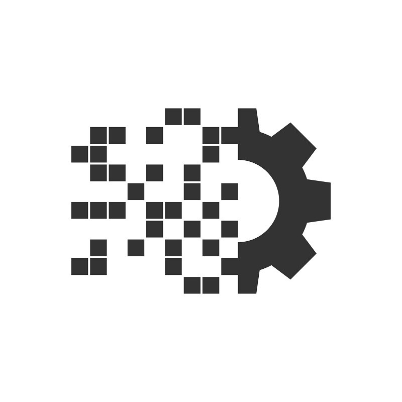 Eine Abbildung eines digitalen Zahnradsymbols.