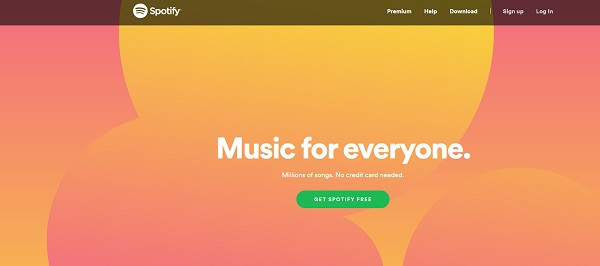 Die Webseite von Spotify.