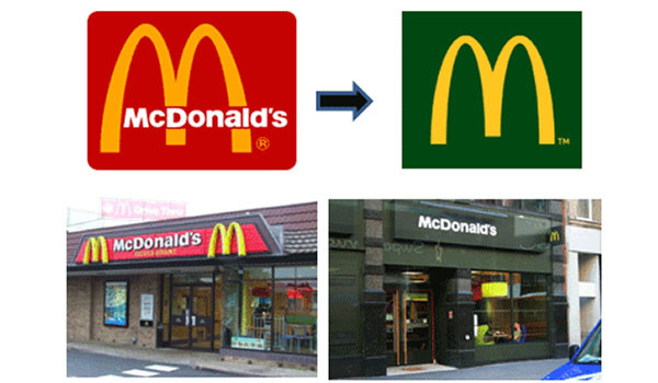 Neu gestaltete Filialen von McDonald's, sichtbares Zeichen für ein Rebranding.