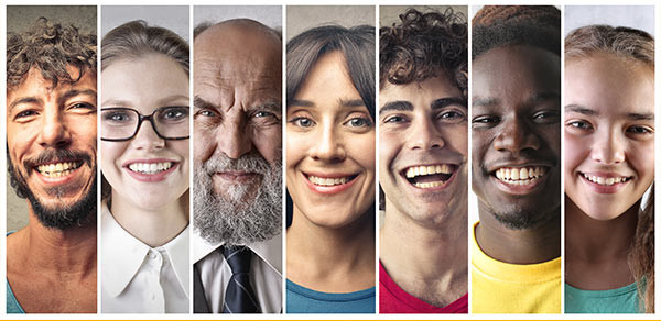 Die Gesichter verschiedener Menschen, symbolisch dafür, dass demografische Daten für die Brand Value Chain ein Faktor sind.