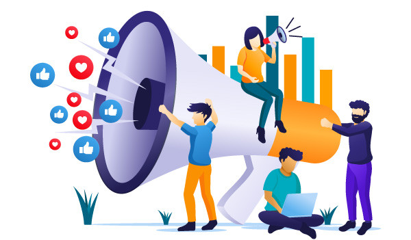 Eine Darstellung, wie Social Media Marketing funktioniert.
