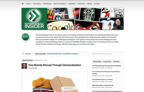 Die Webseite von Branding Strategy Insider.