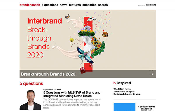 Die Homepage der Webseite von brandchannel.