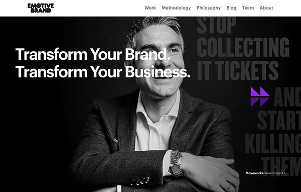 Die Webseite von Emotive Brand.