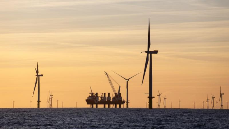 Der RWE Offshore Windpark Amrumbank West.