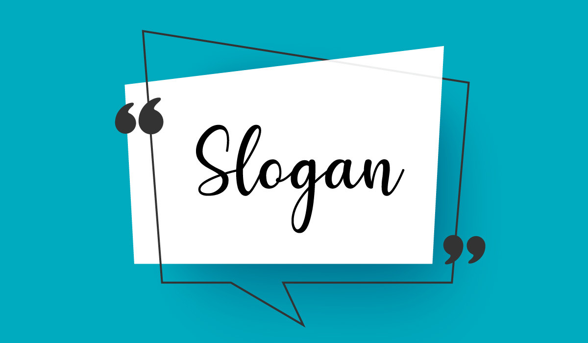 Das Wort ‘Slogan’ in einer Sprechblase.