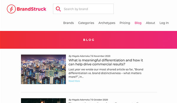 Die Webseite von Brand Struck.