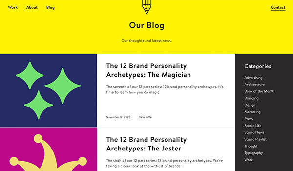 Die Webseite von Glorious Creative.