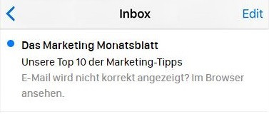 Beispiel für einen nicht genutzten Vorschautext bei einer E-Mail.