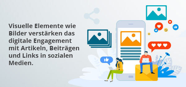 Eine Infografik beschreibt den Zusammenhang zwischen visuellen Elementen und dem Engagement der Kunden.