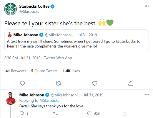 Ein Post von Starbucks auf Twitter.
