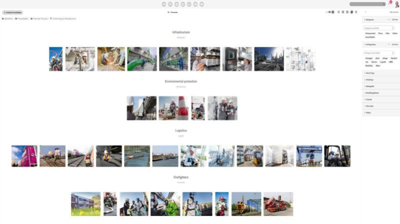 Screenshot der Canto Bilddatenbank von Evonik.