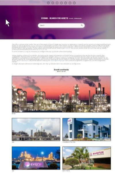 Das Evonik Presseprotal in Canto.