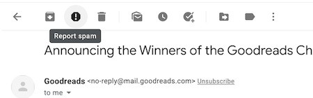 Screenshot der Schaltfläche 'als Spam melden' in Google Mail.