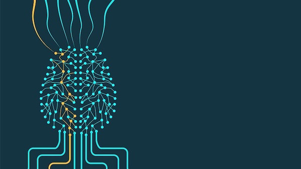 Eine digitale Abbildung eines Gehirns, das maschinelles Lernen im Marketing symbolisieren soll.