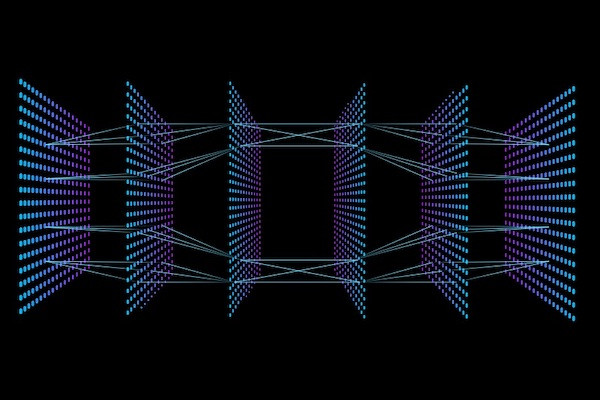 Eine digitale Darstellung eines neuronalen Netzes, symbolisch für maschinelles Lernen im Marketing.
