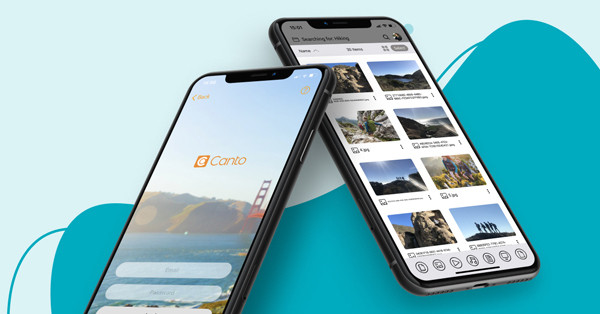 Die Canto iOS Mobil-App auf dem Display eines iPhones.