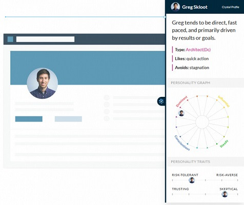 Die Benutzeroberfläche der Crystal-App, einem nützlichen LinkedIn-Werkzeug.