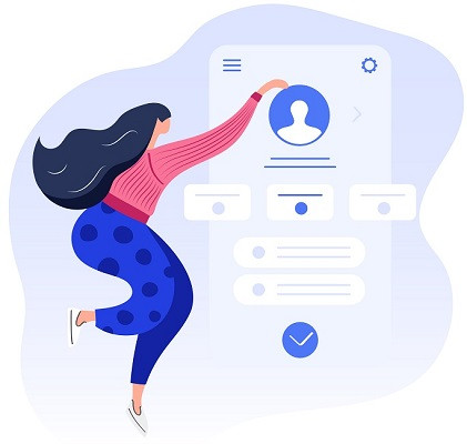 Eine Frau erstellt ein Profil, das sie für eine LinkedIn-Marketing-Strategie braucht.