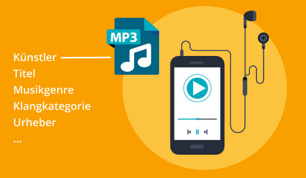 Eine Illustration der Informationen einer MP3-Datei.