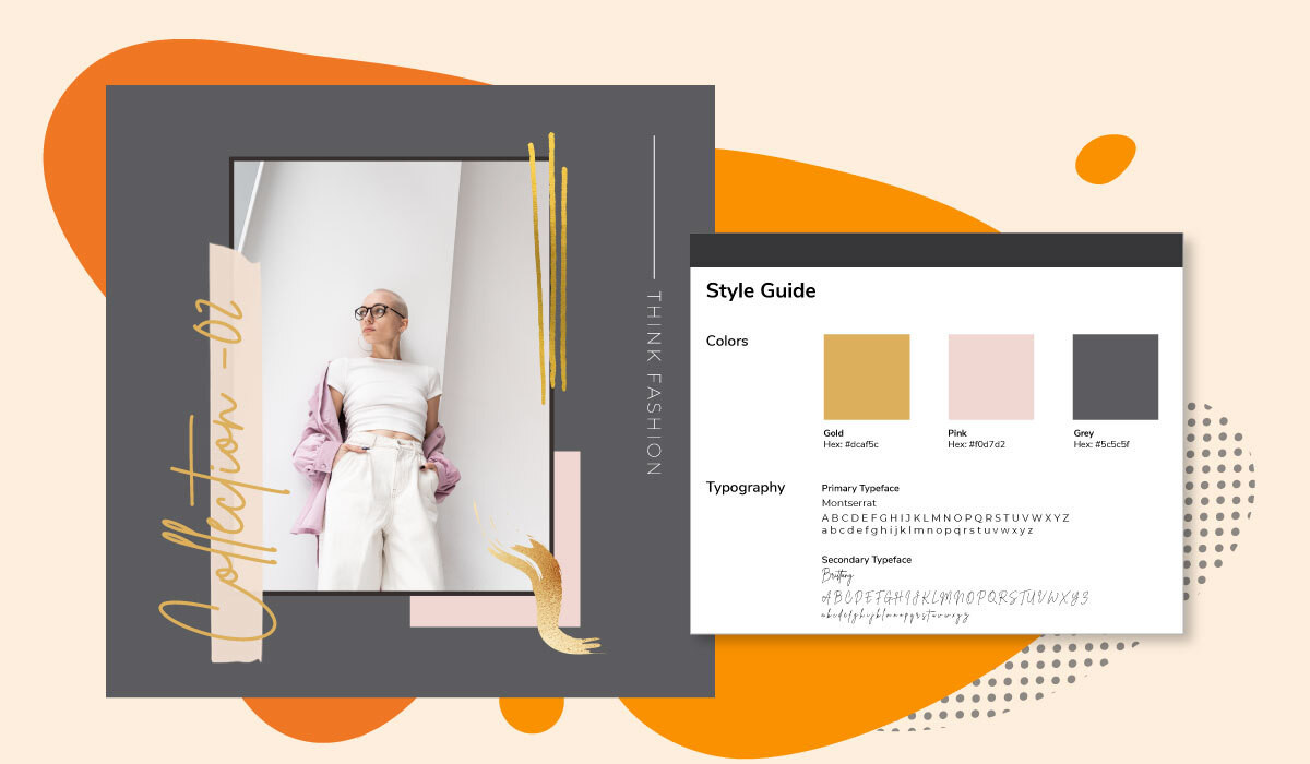 Design einer Modemarke neben dem Brand Styleguide in Canto.