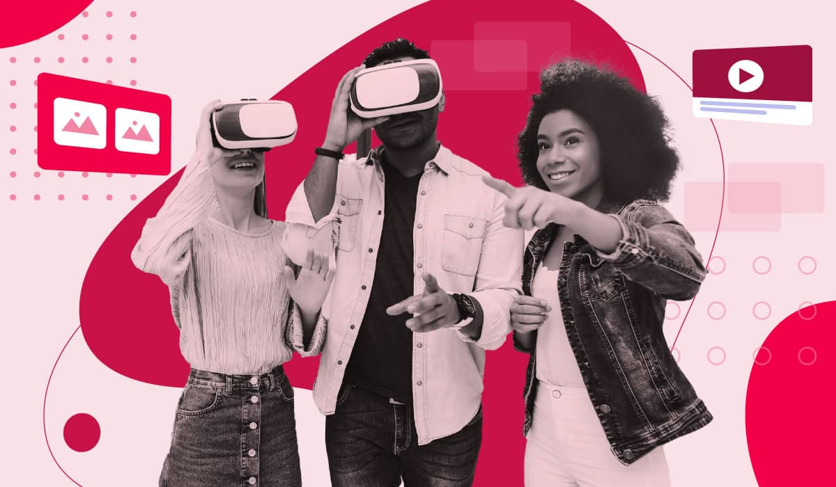 Zwei Personen benutzen eine VR-Brille für eine Augmented-Reality-Aufgabe, während eine dritte Person Anweisungen gibt.