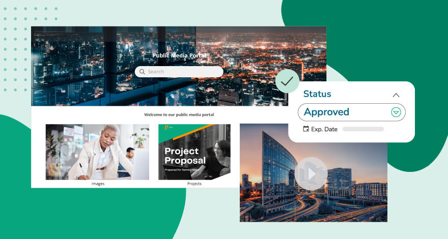 Ein Kundenportal mit Markenbildern, Videos und Projektvorschlägen im Digital Asset Management-System einer Agentur.
