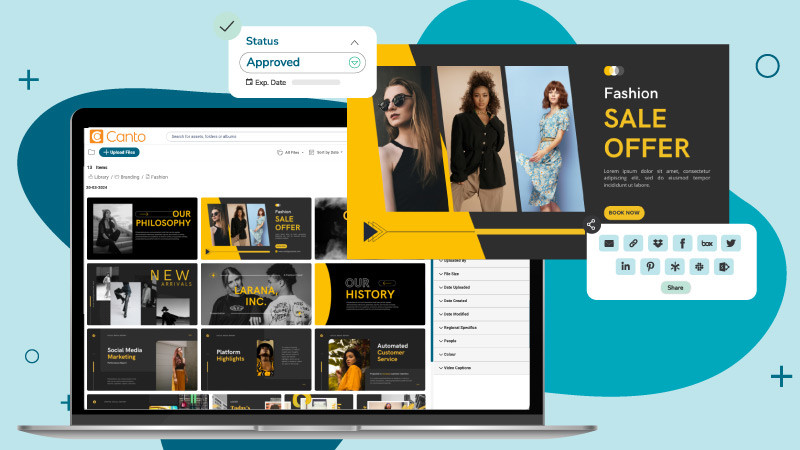 Designs einer Modemarke, die in der Digital Asset Management-Lösung von Canto verwaltet werden, die für das Brand Management genutzt werden kann.