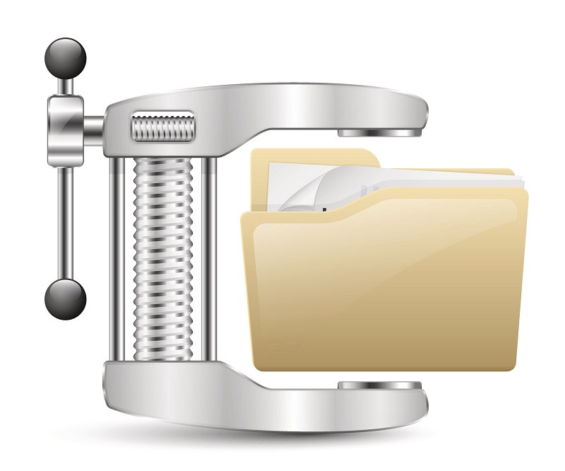 A vice compressing a file.