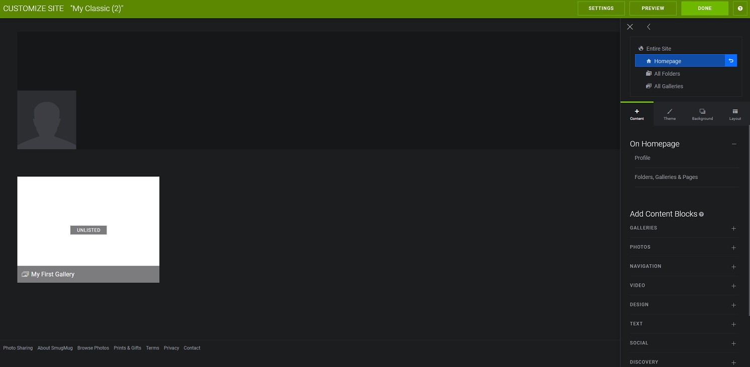 The SmugMug interface in action.