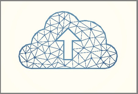 An animated picture of a cloud with an arrow in it.